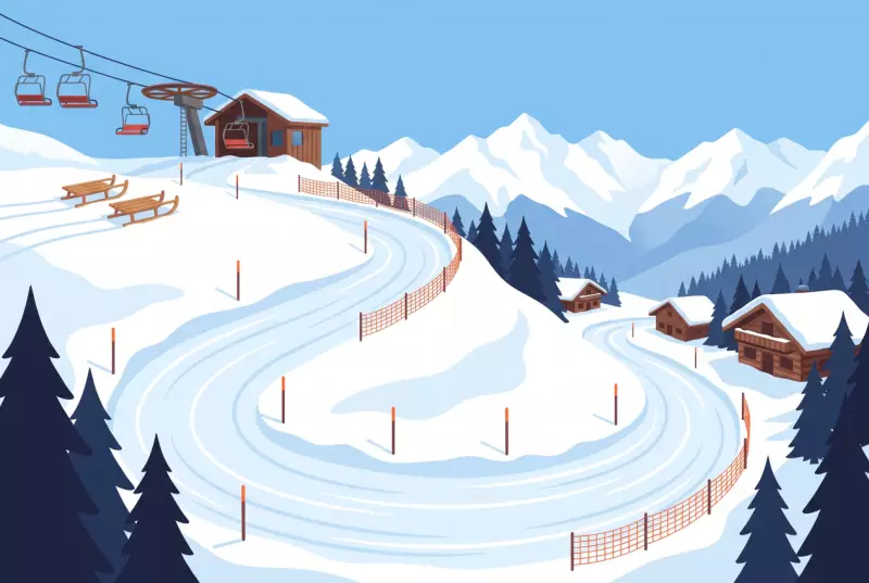 Illustration de la piste de luge de Chandolin descendant du telesiege du Tsape vers le village