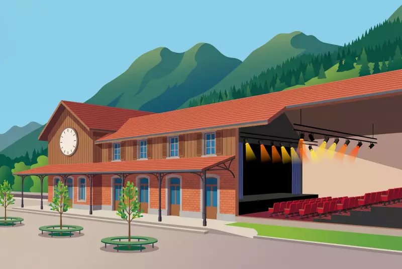 Illustration de La Gare, arts et jeunesse à Monthey, salle de spectacles installée dans une ancienne gare