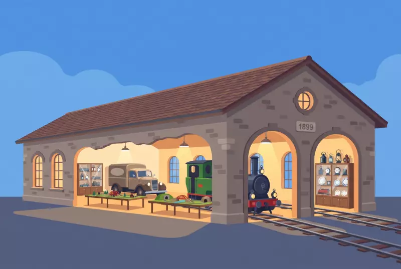 Illustration du musée des techniques et des transports installé dans l'ancien dépôt de locomotives de Morat