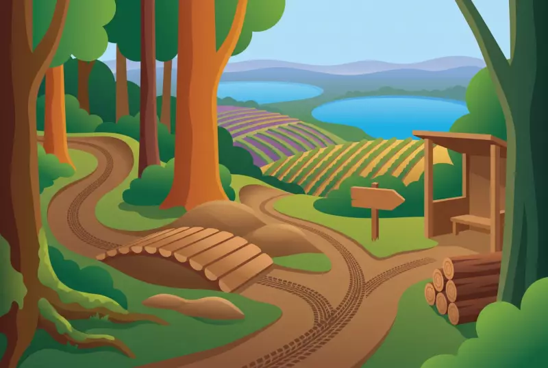 Illustration du parcours VTT balisé de la forêt de Charmontel sur les hauteurs du Vully, avec son single en sous-bois et sa vue sur les lacs