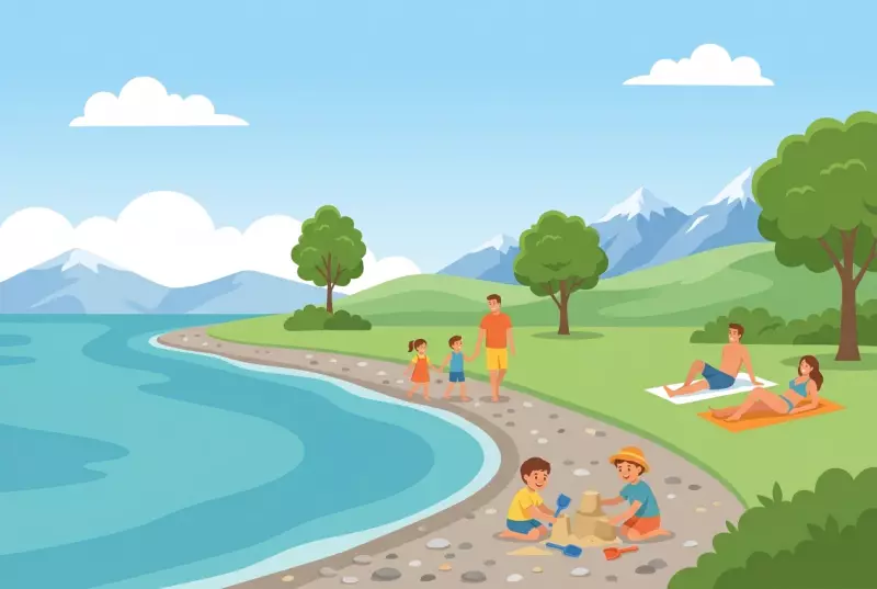 Illustration de la plage d'Hauterive au bord du lac de Neuchâtel