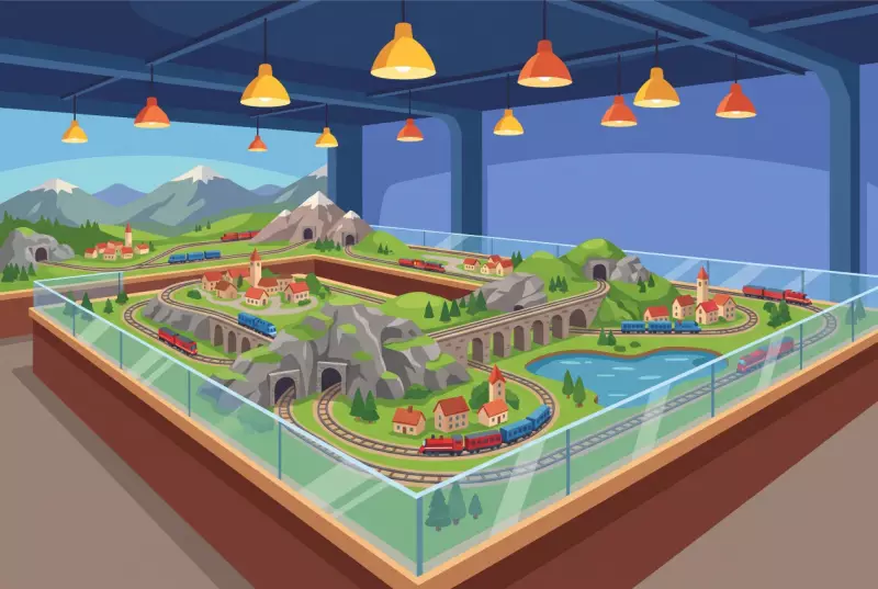 Illustration du grand réseau de trains miniatures des Chemins de fer du Kaeserberg à Granges-Paccot
