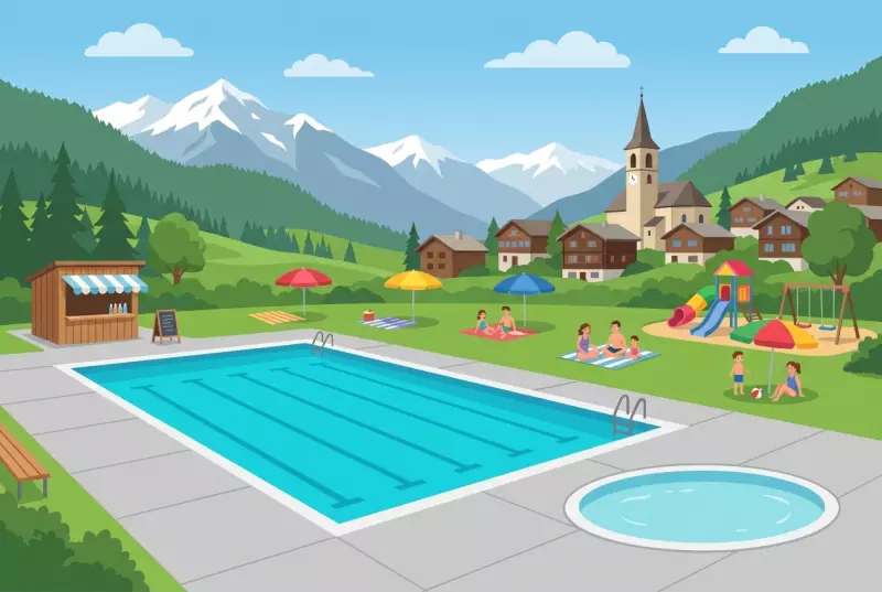 Illustration of the outdoor swimming pool in Vissoie in the Val d'Anniviers