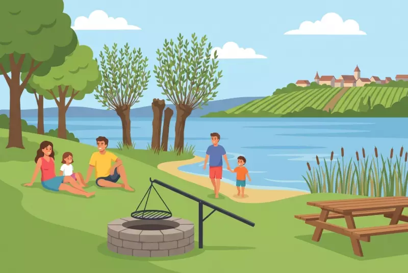 Illustration of Montilier beach by Lake Murten