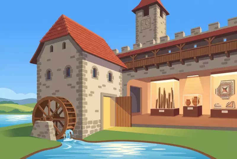 Illustration du Musée de Morat installé dans l'ancien moulin, au pied des remparts et du chemin de ronde couvert