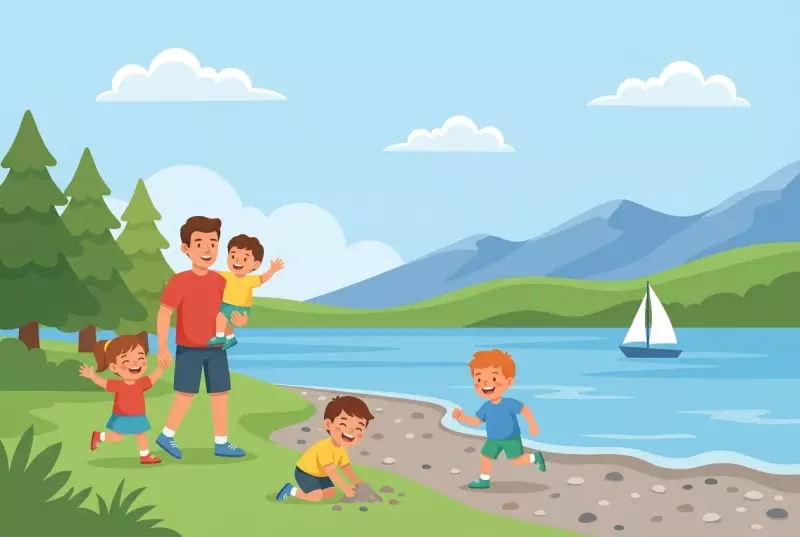 Illustration of Corcelettes beach in Grandson by Lake Neuchâtel