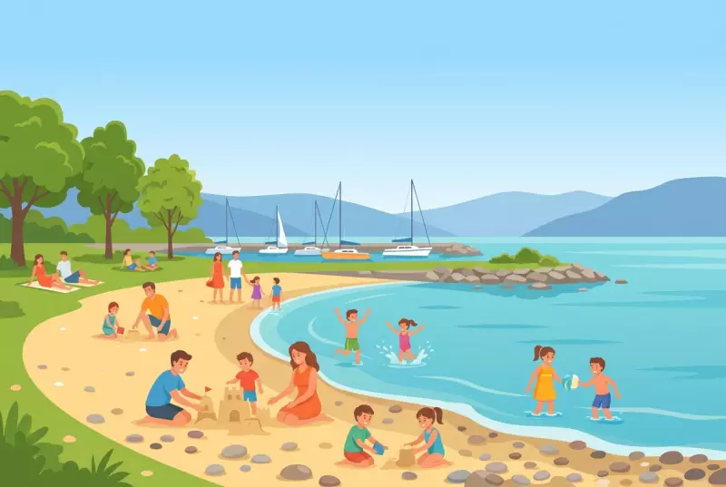 Illustration de la plage du Petit-Cortaillod au bord du lac de Neuchâtel