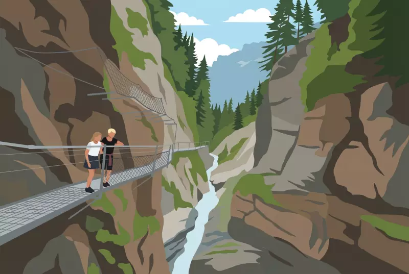 Gorges de la Dala et passerelle des sources thermales à Loèche-les-Bains