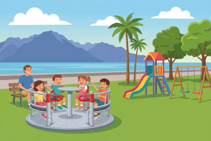 Illustration de l'aire de jeux du Jardin du Rivage à Vevey au bord du Léman