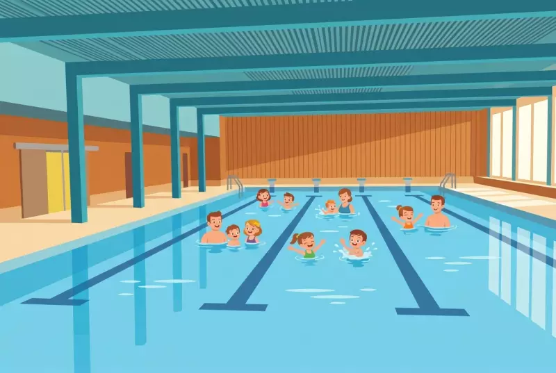Illustration of the indoor pool of the Mousquetaires in La Tour-de-Peilz
