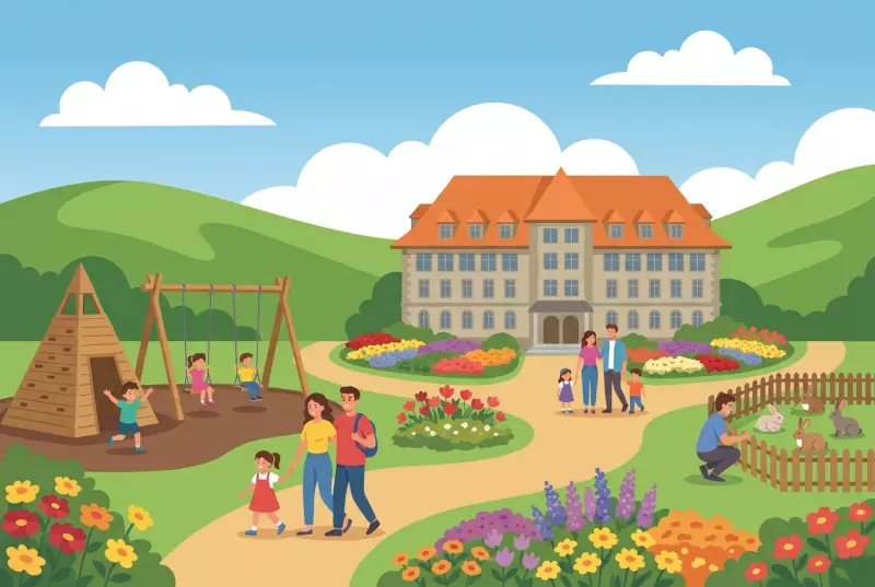 Illustration du site Évologia à Cernier, jardins et place de jeux
