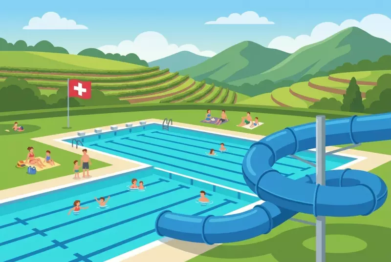 Illustration of the outdoor swimming pool in Aigle in the Chablais