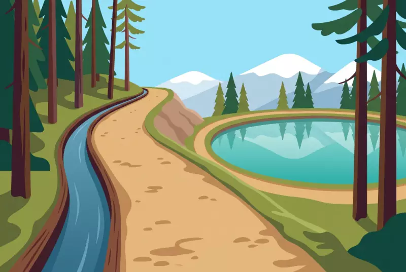 Illustration du bisse des Miriouges, chemin plat le long du canal d'irrigation menant au petit lac de forêt au-dessus de Lens