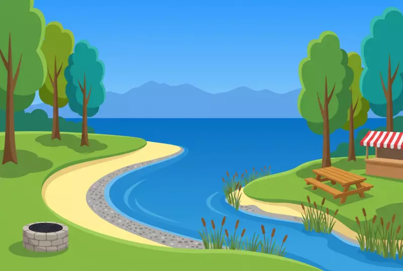 Illustration de la plage du Laviau à Saint-Sulpice, entre sable, grands arbres et embouchure de la Venoge