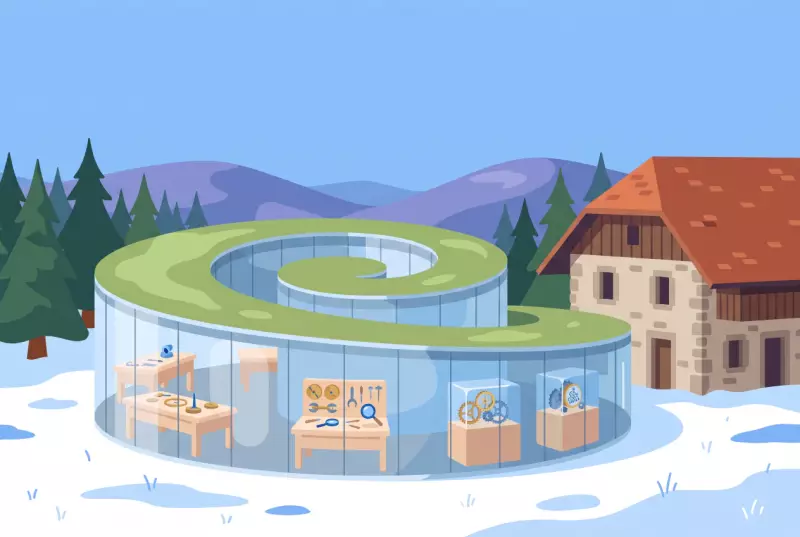 Illustration du musée atelier d'horlogerie en spirale de verre au Brassus, dans la Vallée de Joux