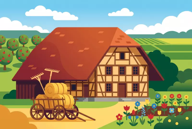Illustration de la ferme-musée Althuus à Ferenbalm et de son grand toit