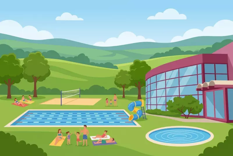 Illustration of the Hémionées Pool in Boncourt, outdoor swimming pools
