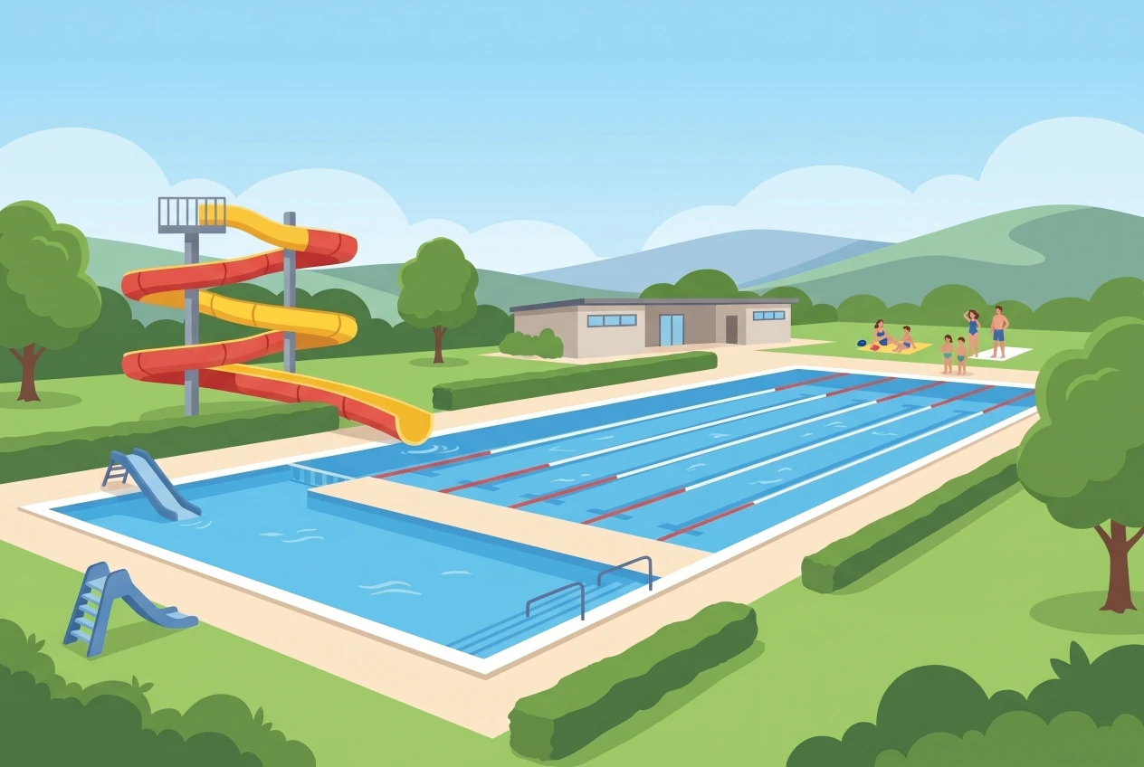 Illustration de la Piscine de la Blancherie à Delémont, bassins de plein air