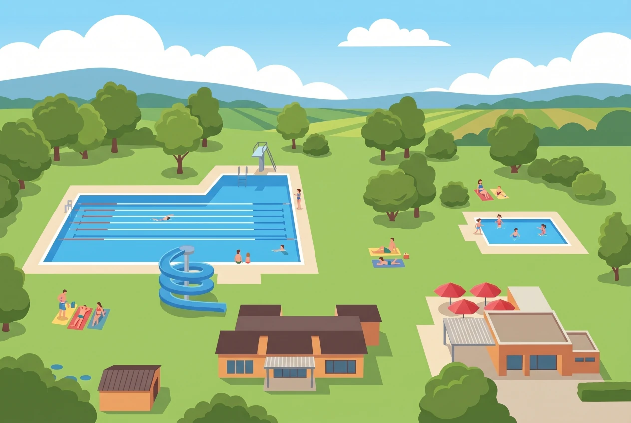 Illustration de la piscine de plein air du Val-de-Ruz à Engollon