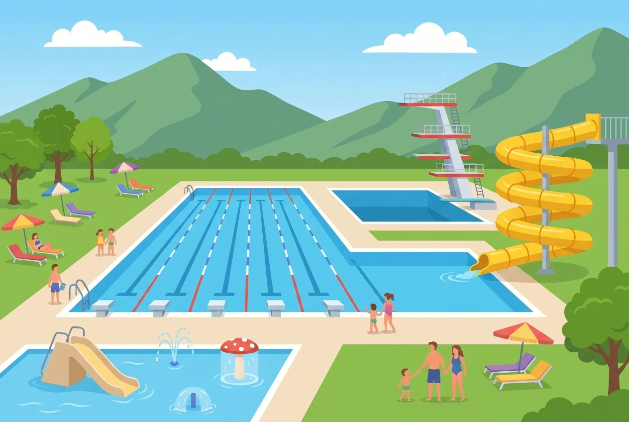 Illustration de la Piscine Municipale de Martigny, bassins de plein air