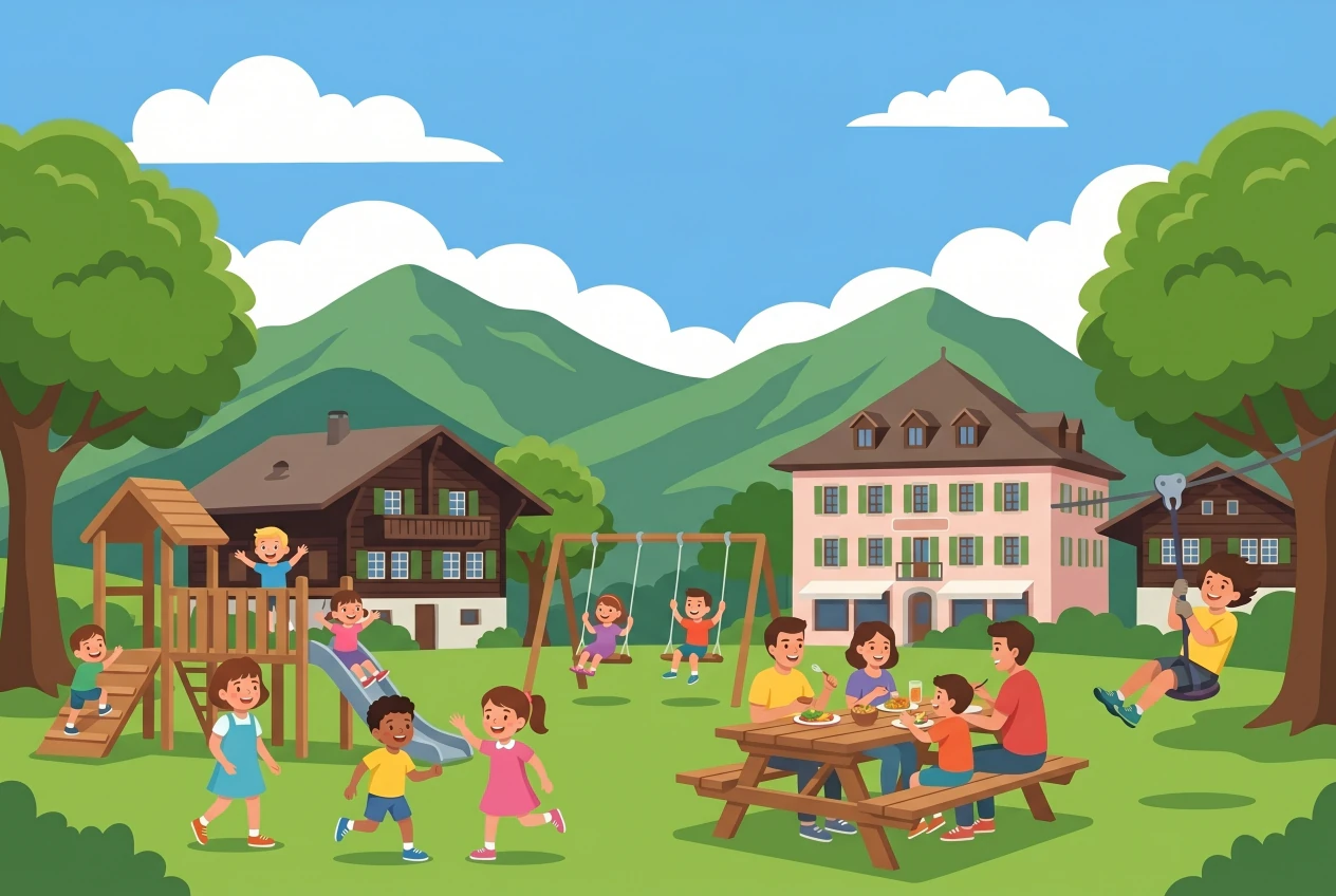 Illustration de la place de jeux du village de Château-d'Œx