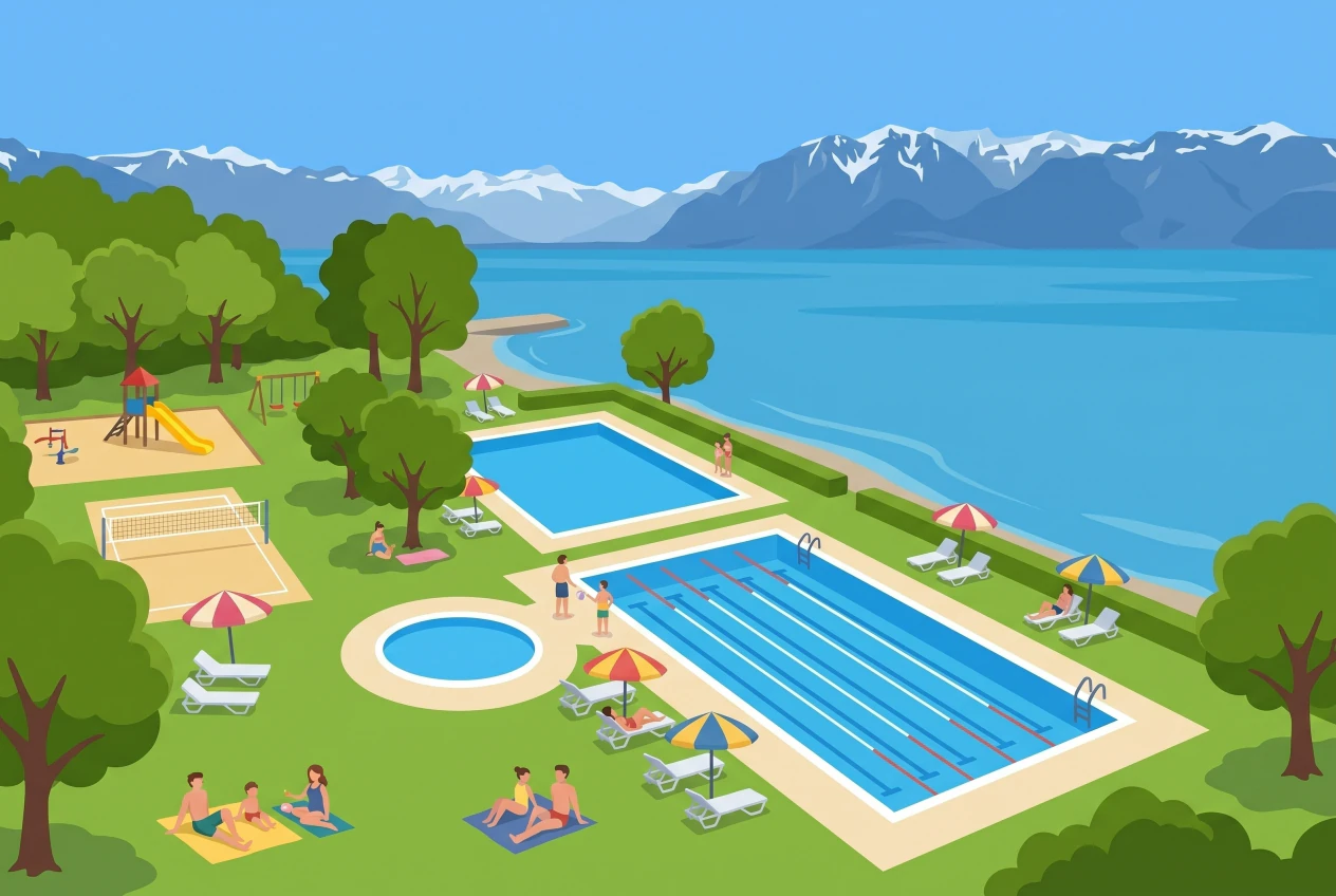 Illustration de la Piscine du Parc à Morges, bassins de plein air