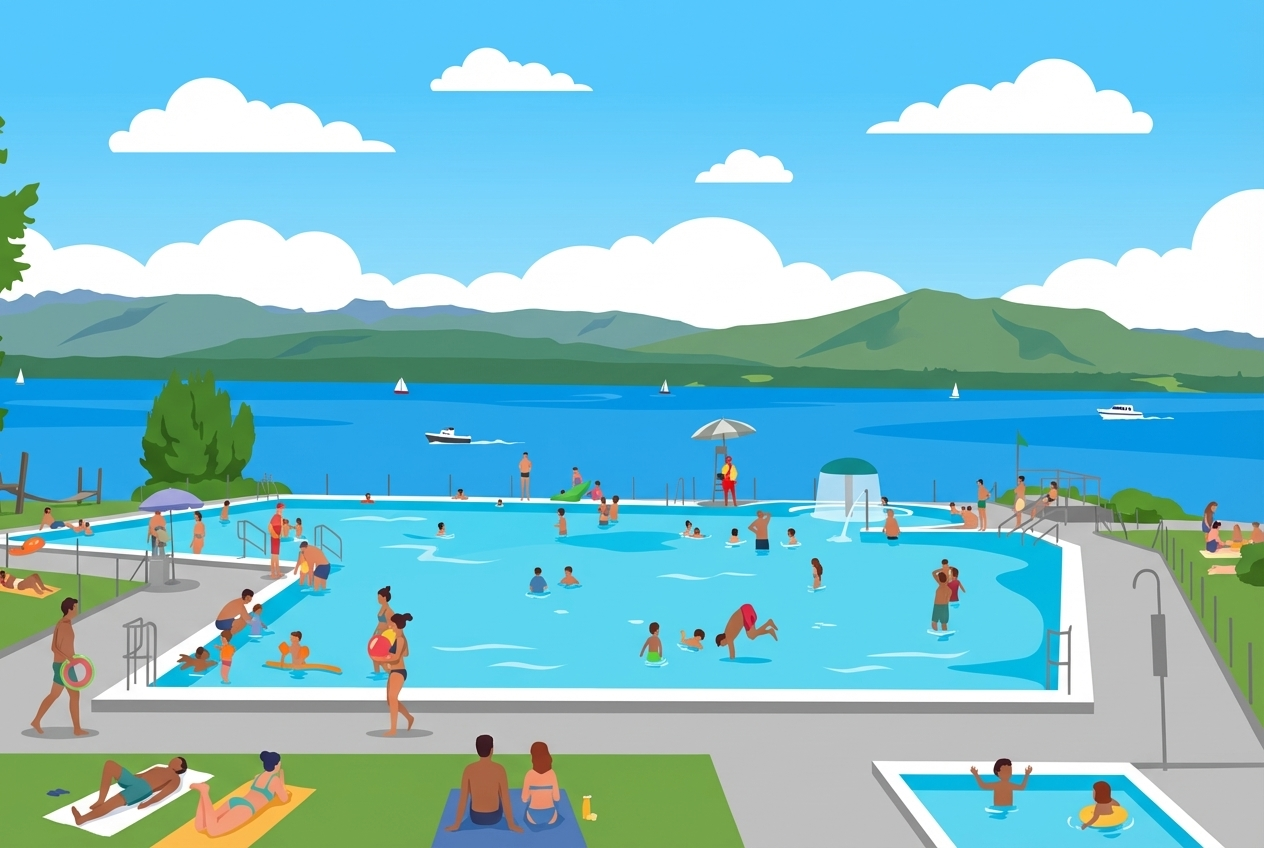 Plongeon en famille à la piscine de Colovray à Nyon