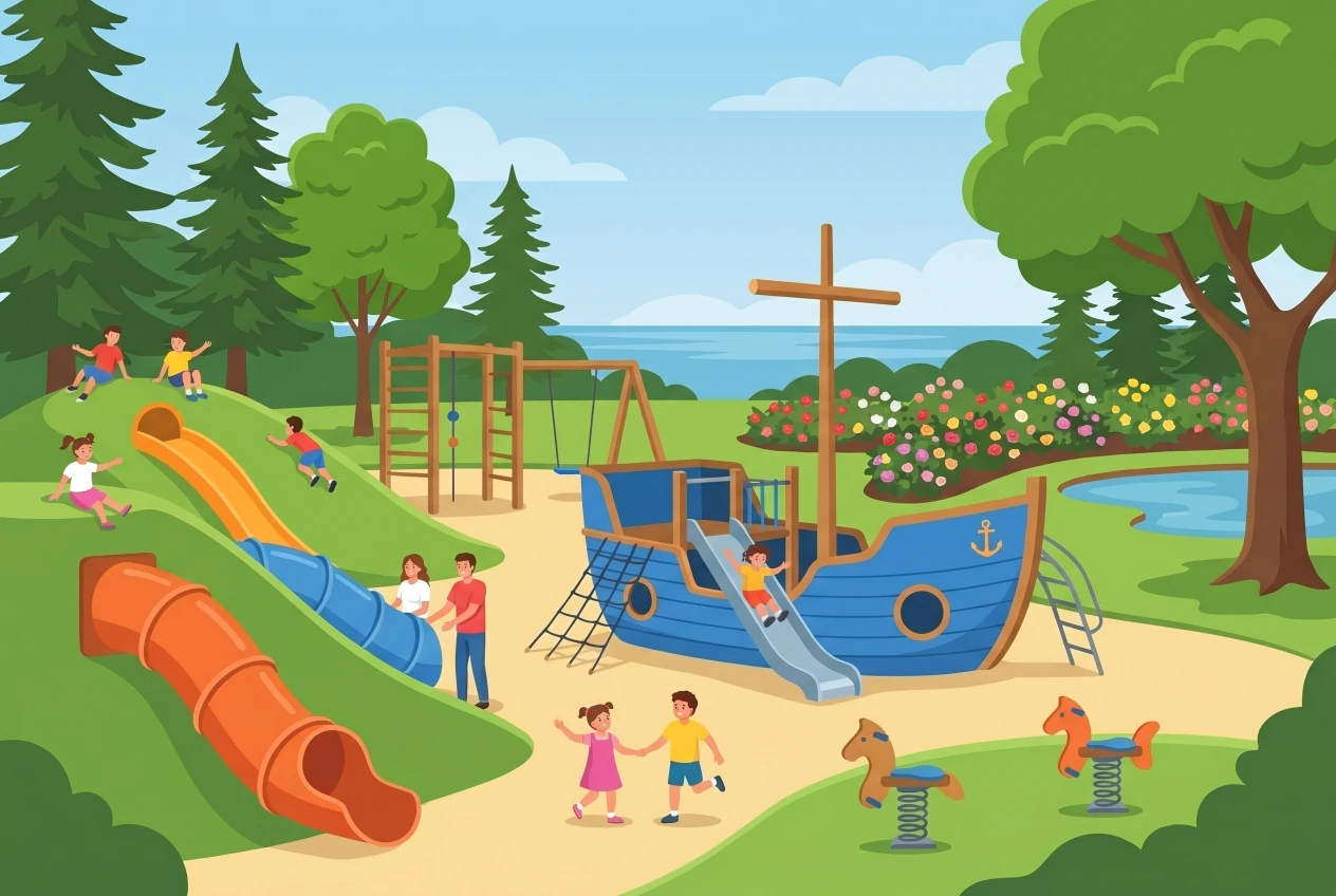 Illustration de la place de jeux de la Vallée de la Jeunesse à Lausanne