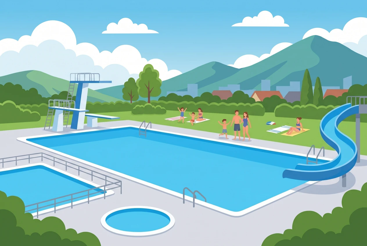 Illustration de la piscine de la Fleur-de-Lys à Prilly