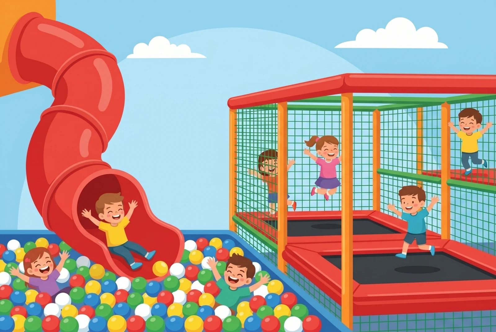 Kidz Moove Area indoor playground in Neuchâtel: tube slide, ball pit and trampolines