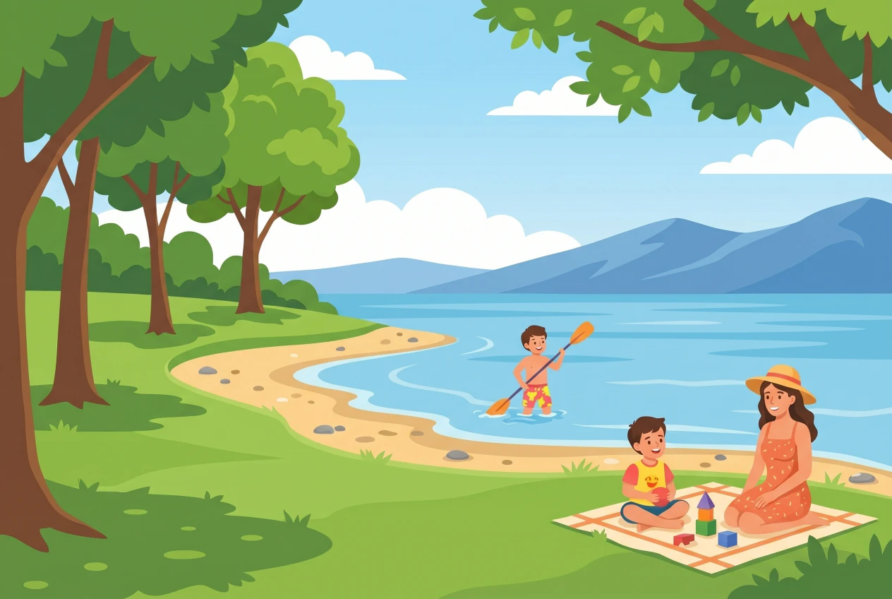 Illustration de la plage d'Onnens au bord du lac de Neuchâtel