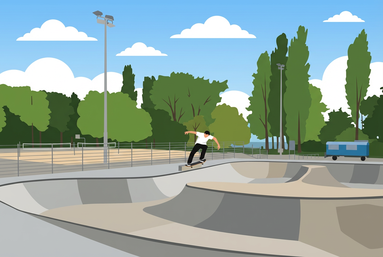 Bowl de Vidy à Lausanne: skatepark extérieur au bord du Léman