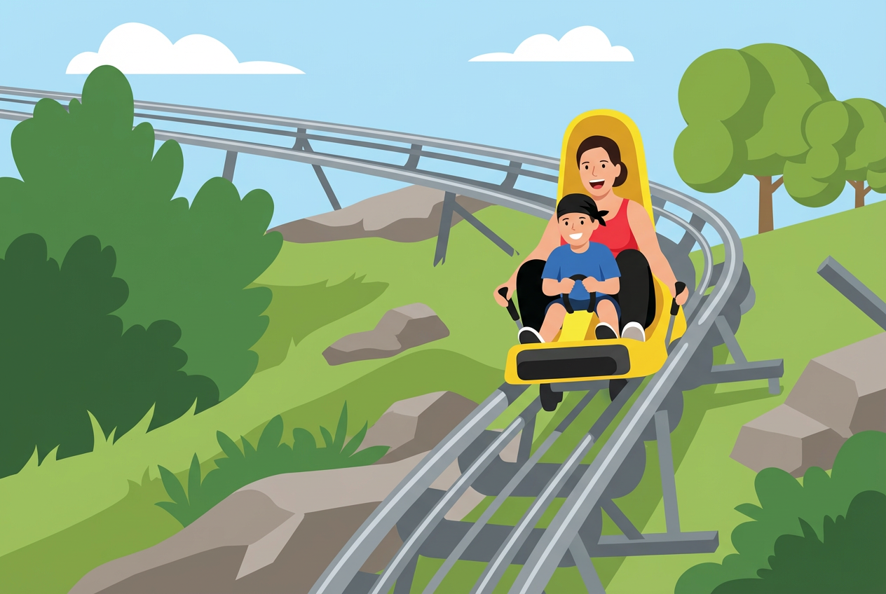 Feeblitz Saas‑Fee: la piste de luge d’été qui fait rire toute la famille