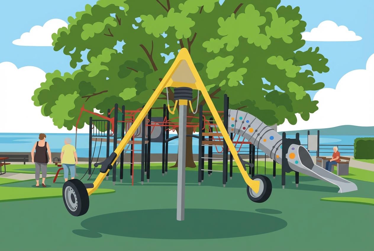 Place de jeux du Château de Rolle, les pieds dans le Léman