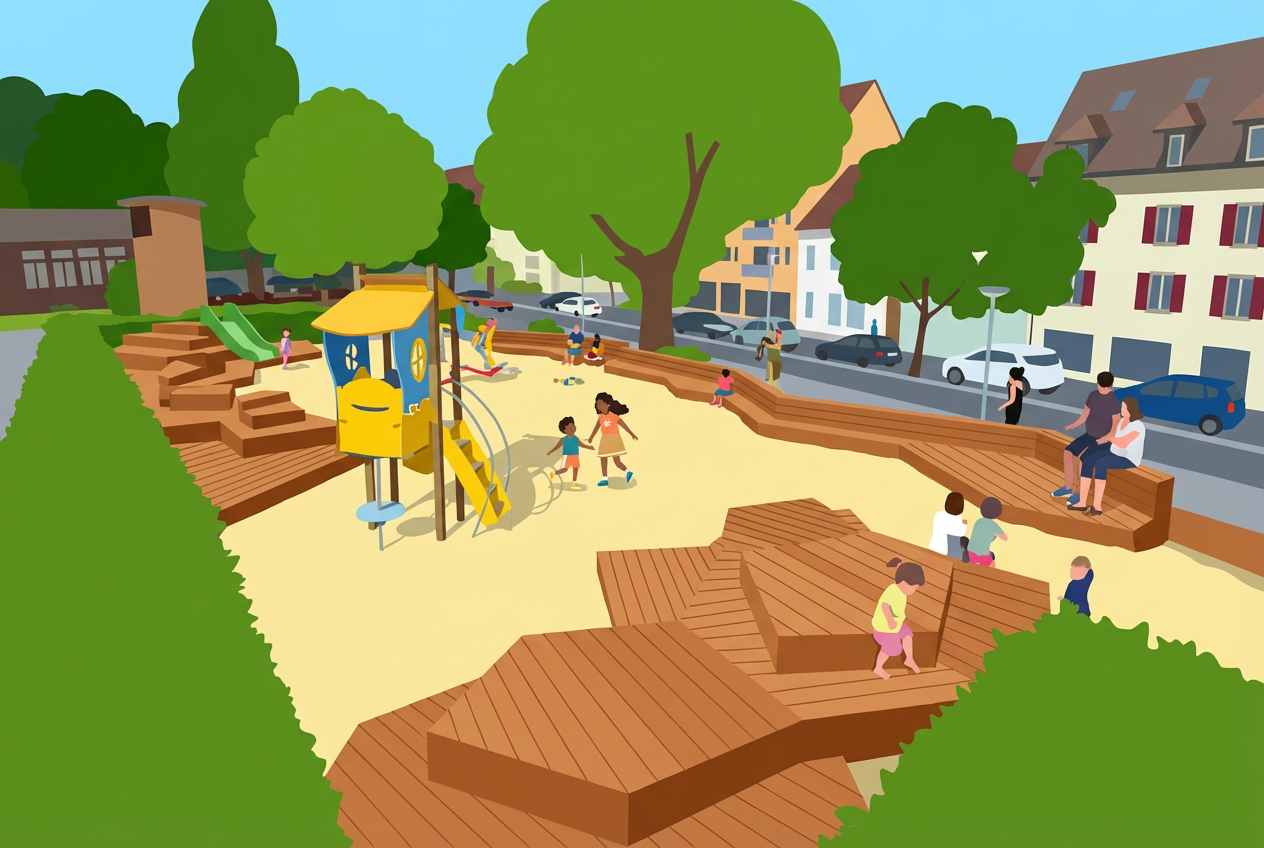 Square Perdtemps, Nyon – une place de jeux en plein centre