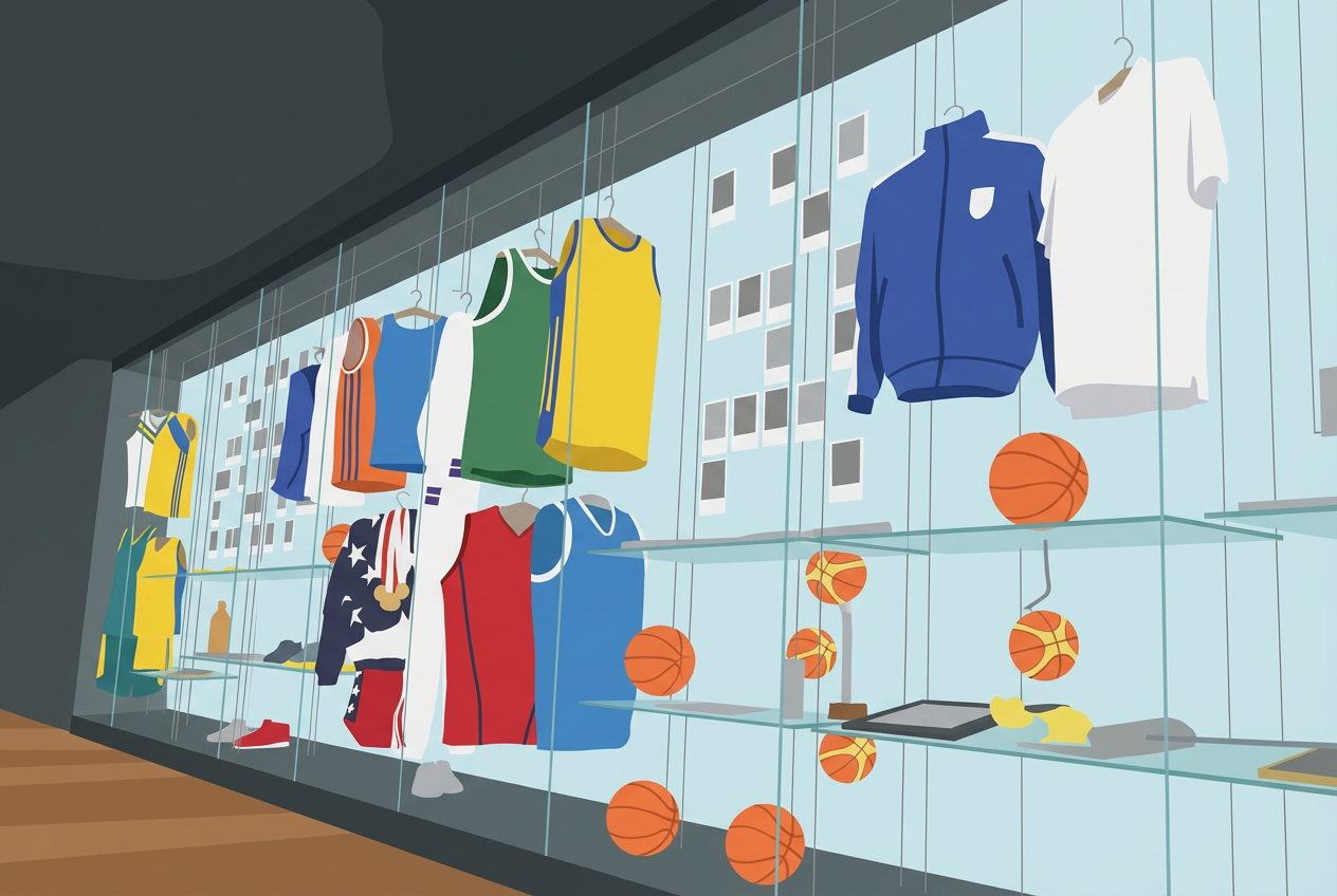 Maison du Basketball à Mies: petite expo FIBA et paniers en famille