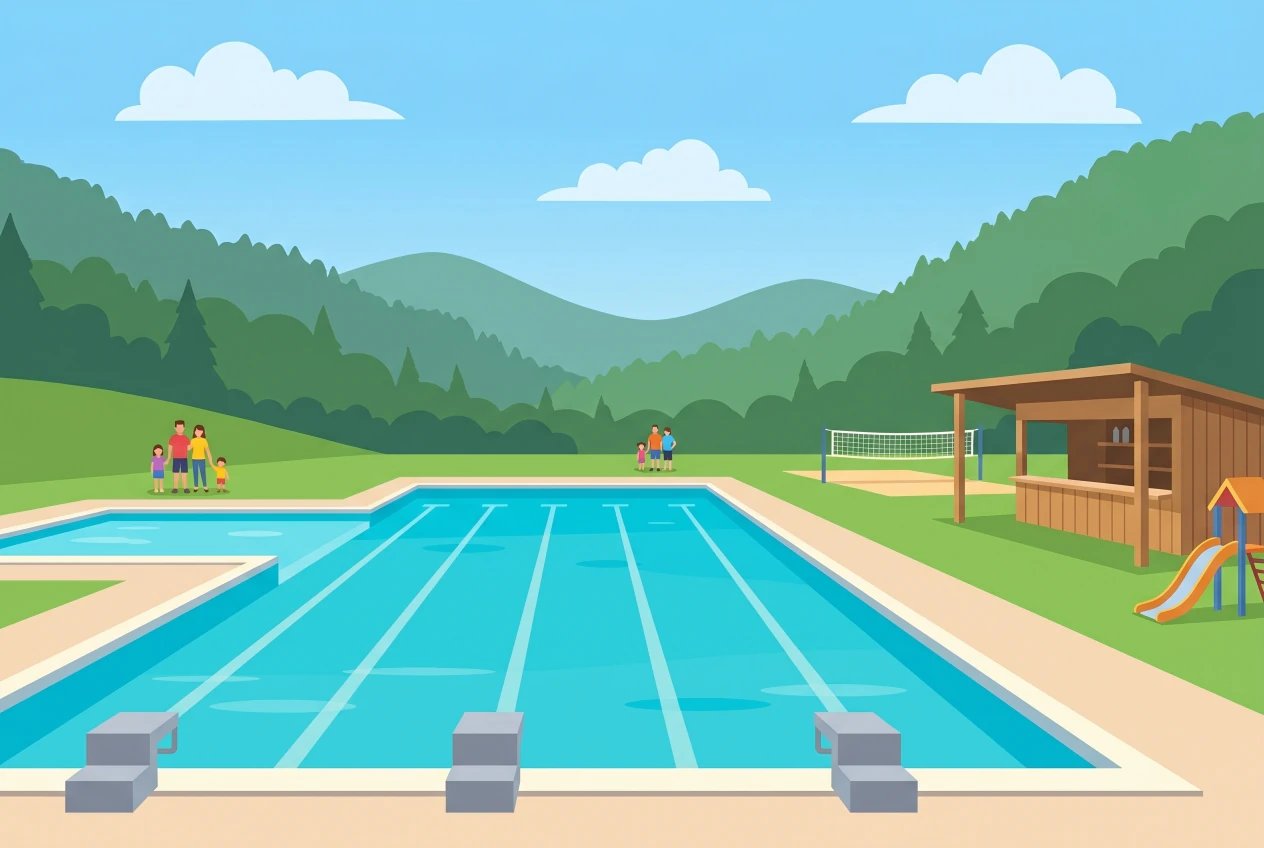Illustration de la piscine de plein air de Saint-Imier, bassins et aire de jeux