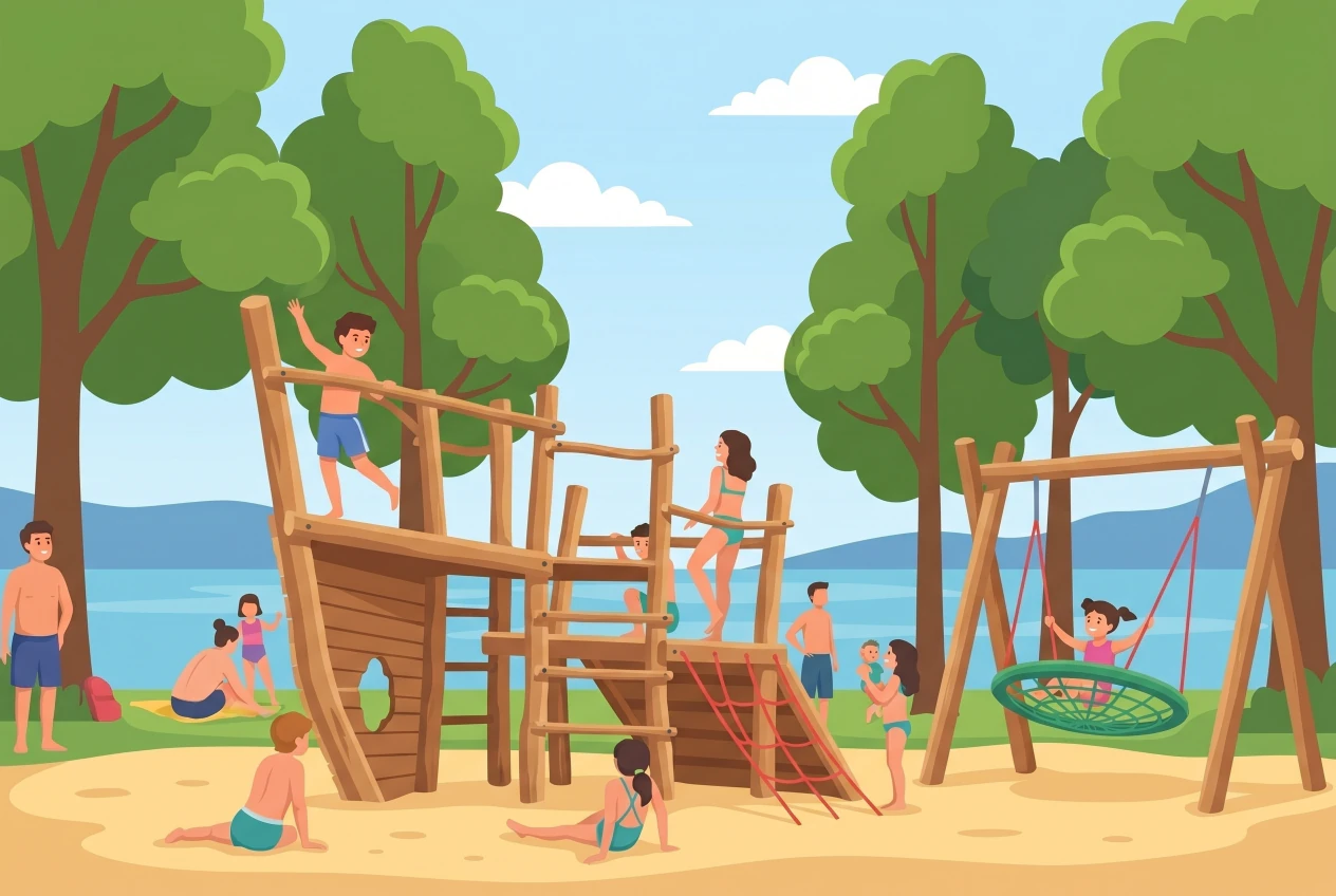Illustration de la place de jeux de la plage d'Estavayer-le-Lac
