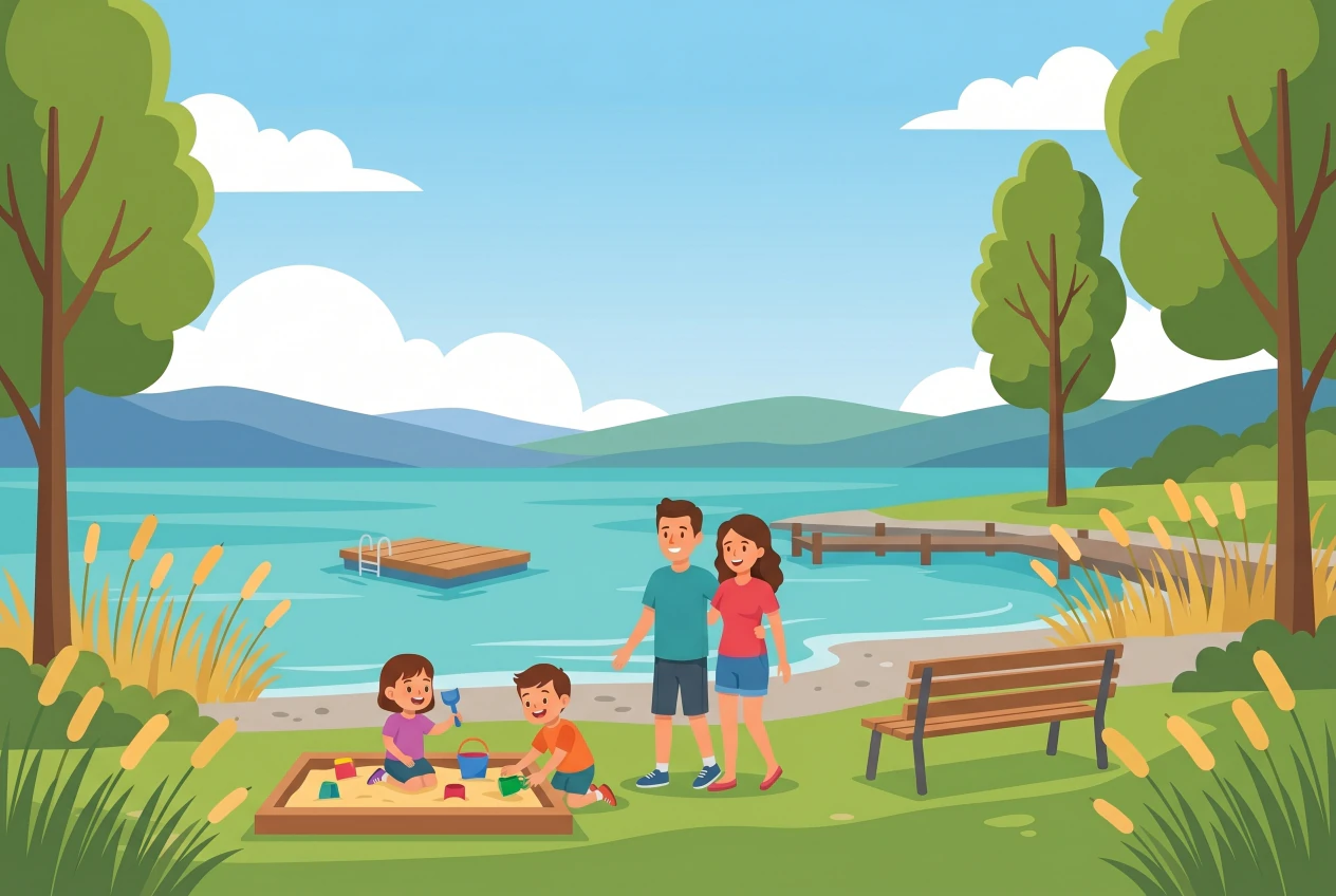 Illustration de la plage du Port des Filles à Concise au bord du lac de Neuchâtel