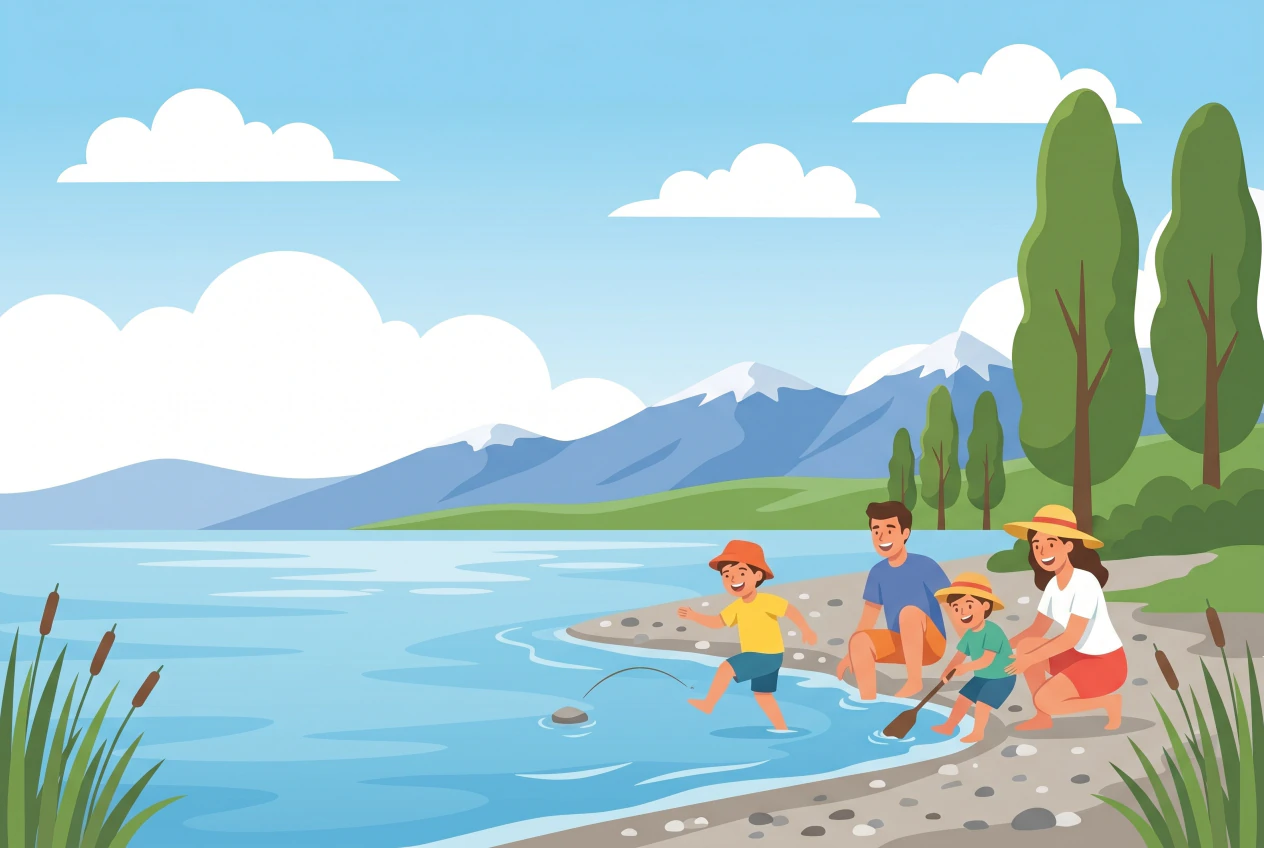 Illustration de la plage du Boiron à Tolochenaz au bord du Léman, cadre naturel